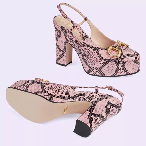 NIB Gucci Platform horsebit python print leather Pumps - IT 38/ US 8 - Picture 2 of 10